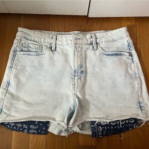 Old Navy Light Blue Jean Shorts with Dark Blue Bandana pockets